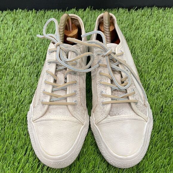 Frye Greene Low Sneaker | Off White Painted Canvas - Picture 7 of 10